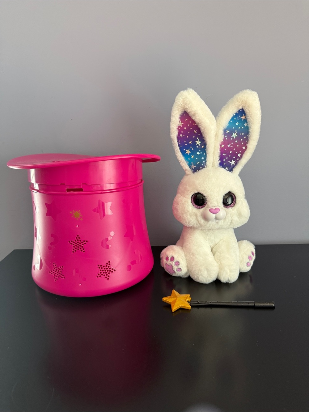 Pets Alive Bunny Magic | White Plush Bunny with Pink Magic Hat and Star Wand